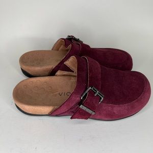 Vionic shoes slides women size 7 comfort walking burgundy suede upper